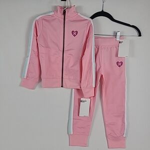 NEW Hurley Girls Pink Track Suit 2-Piece Outfit Jacket Jogger Pant Sz 4